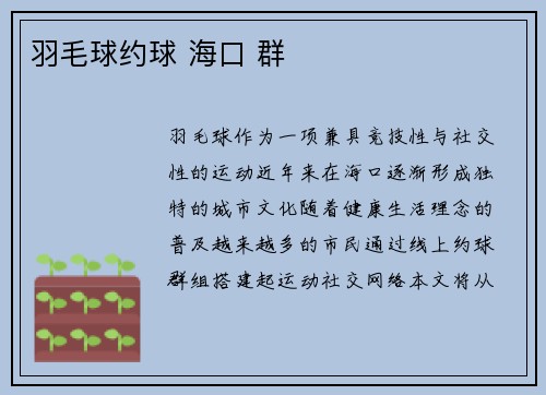 羽毛球约球 海口 群